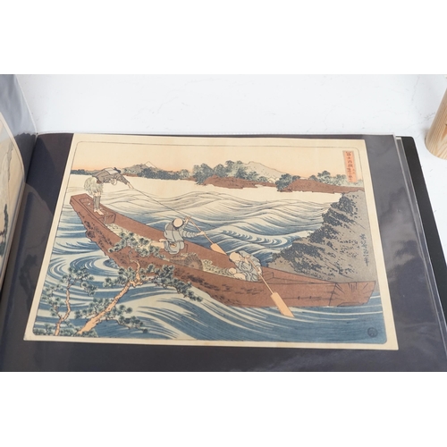 1446 - After Hiroshige and Hokusai, a collection of republished woodblock prints, 20th century, all unmount... 