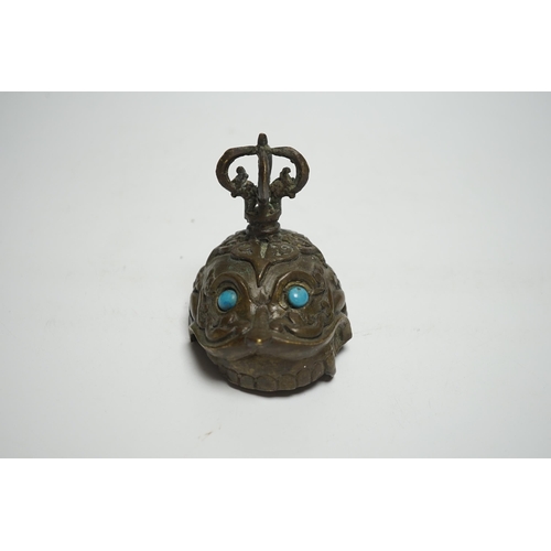 1516 - A 20th century Tibetan kapala cover, 9cm