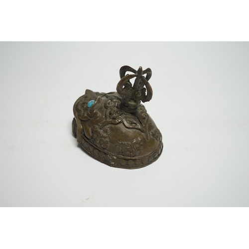 1516 - A 20th century Tibetan kapala cover, 9cm