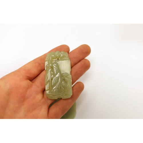 1517 - Two Chinese carved jade pendants, largest 6cm