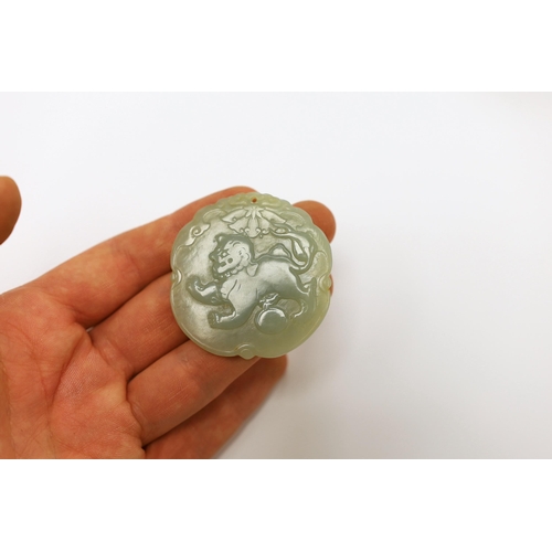 1517 - Two Chinese carved jade pendants, largest 6cm