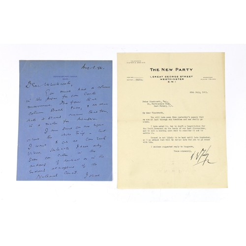 1523 - Oswald Mosley, Harold Nicolson, Cyril Joad and The New Party, 1931; six letters to Peter Winckworth,... 