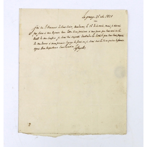 1525 - Gilbert du Motier, Marquis de Lafayette (1757-1834), French general and politician; letter to Madame... 