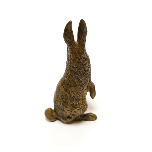 1540 - An Austrian cold painted bronze model of a hare, stamped Geschutz, 9cms high