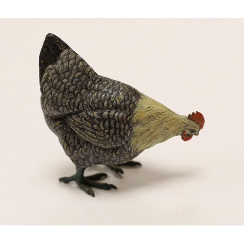 1543 - A large Austrian cold painted bronze model of a chicken, 8.5cm high