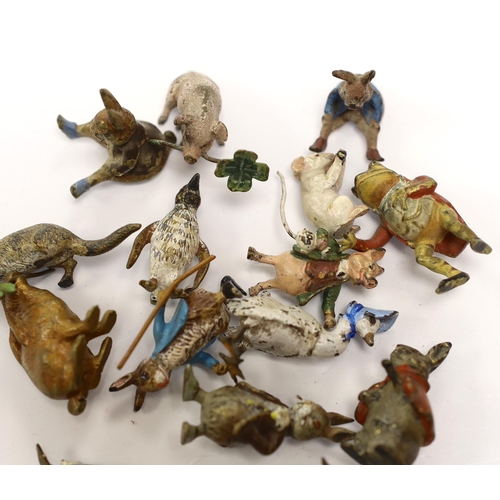 1556 - Fifteen cold painted bronze animals, mostly Beatrix Potter characters