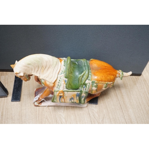 1559 - A large Chinese Tang-style pottery model of a tomb horse, 54cm long