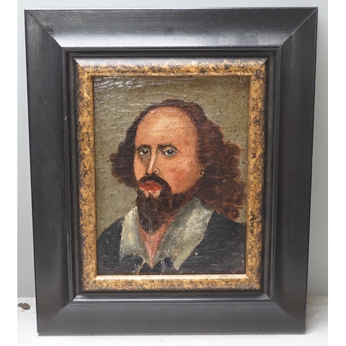 1690 - Primative School, oil on canvas, Portrait of William Shakespeare, 19 x 14cm