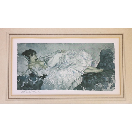 1704 - After William Russell Flint (1880- 1969) two colour prints, 'The Silver Frock' and muse in a white d... 