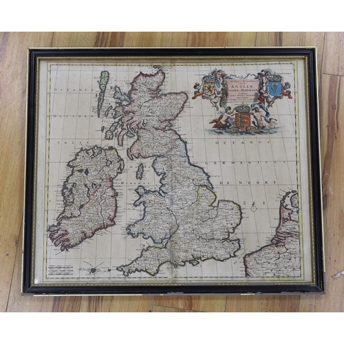 1713 - Theodore Danckerts, antique hand coloured engraving, map of the British Isles, publ. Amsterdam, 61 x... 