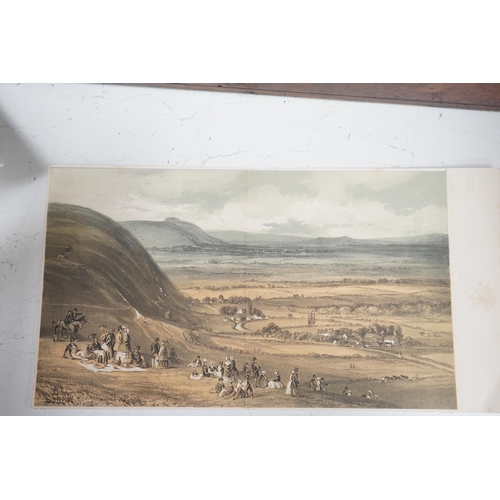 1716 - Victorian School, four section panoramic colour lithograph, Devils Dyke, Sussex, unframed