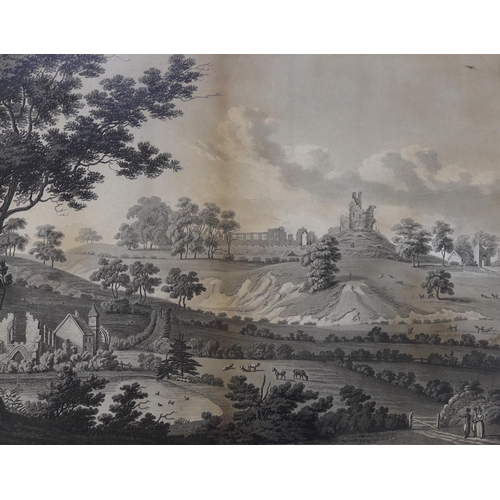 1718 - A maple framed engraving of Dudley Castle and Priory, 51 x 45cm together with another engraving of ... 