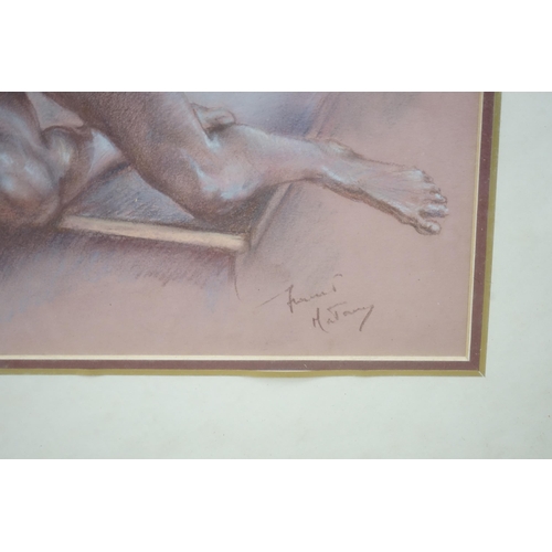 1725 - Franco Matania (1922-2006), heightened chalk, Study of a nude woman, signed, 45 x 37cm