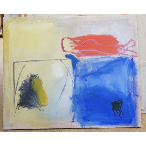 1743 - Kay Tarry, oil on canvas, abstract composition, 102cm x 84cm, unframed