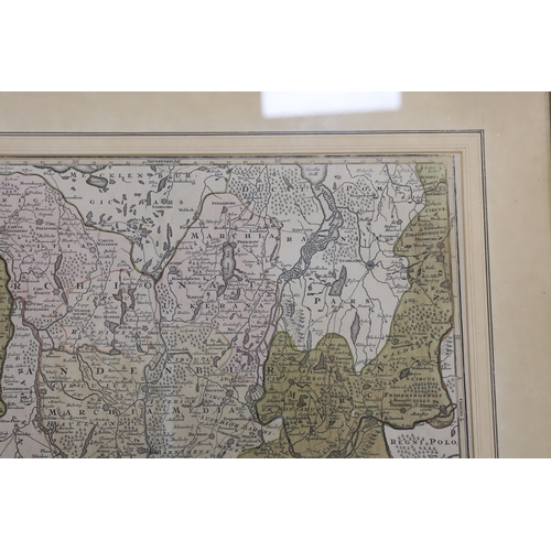 1750 - A framed hand coloured engraving, Map of Brandenburg, by Mattheus Seutter, c.1730, 57 x 50cm