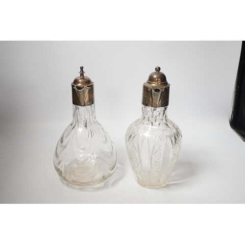 1864 - Two early 20th century silver mounted glass claret jugs, William Henry Leather, Birmingham, 1901 and... 