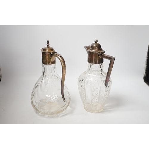 1864 - Two early 20th century silver mounted glass claret jugs, William Henry Leather, Birmingham, 1901 and... 