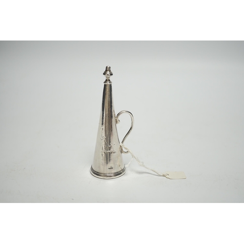 1867 - A Georgian silver candle extinguisher, marks rubbed, 10cm.