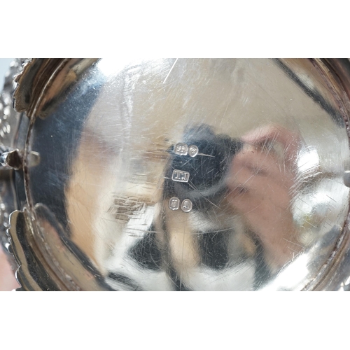 1886 - A George IV embossed silver two handled sugar bowl, Thomas James, London, 1822, diameter 14.7cm, 12.... 