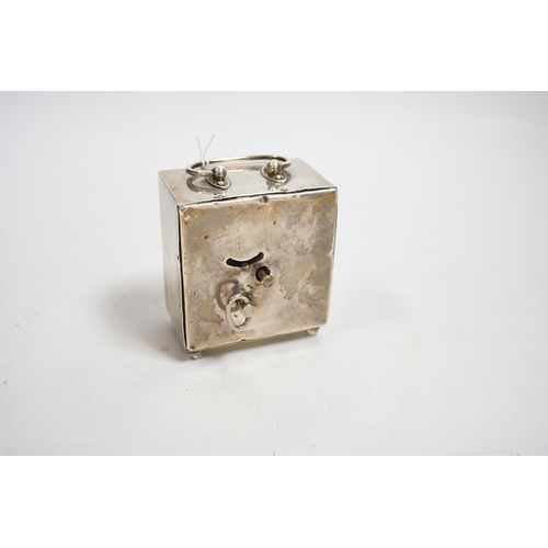 1891 - A George V silver rectangular carriage timepiece, with Arabic dial, maker LH, Birmingham, 1912, 72mm... 