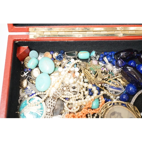 1925 - Assorted costume jewellery and other items including a 1970's 9ct gold and diamond chip set ring, mo... 