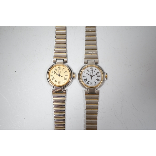 1930 - Two lady's steel and gold plated Dunhill quartz wrist watches, one with Dunhill box.