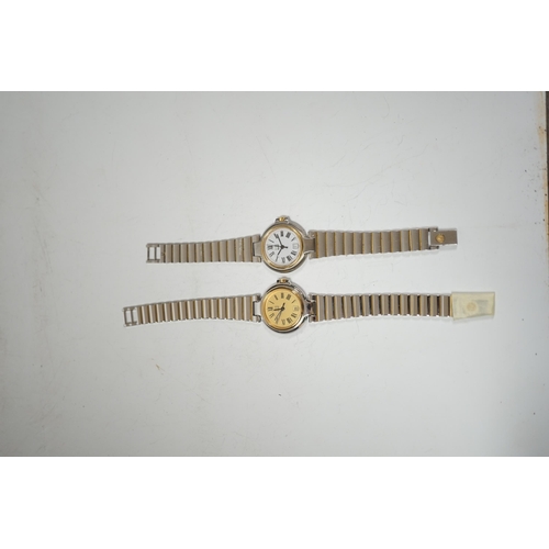 1930 - Two lady's steel and gold plated Dunhill quartz wrist watches, one with Dunhill box.