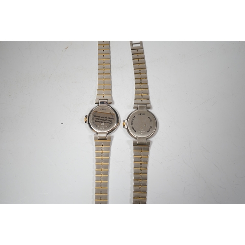 1930 - Two lady's steel and gold plated Dunhill quartz wrist watches, one with Dunhill box.