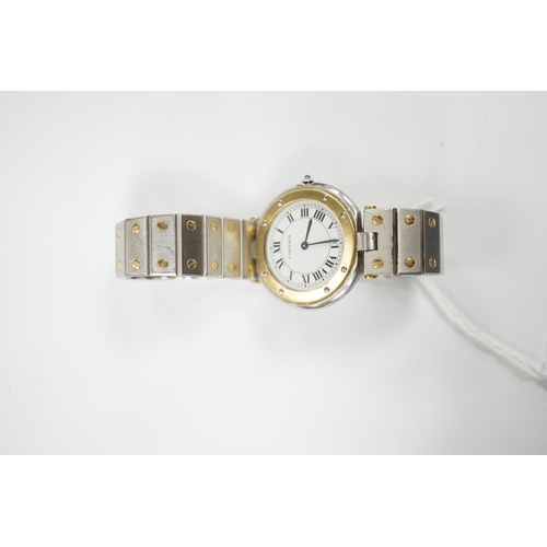 1949 - A steel and gold Cartier Ronde Vendom quartz wrist watch, with Roman dial, on a Cartier steel and go... 