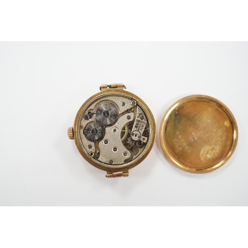 1952 - An early 20th century 9ct gold Rolex manual wind wrist watch, with detached associated flexible stra... 