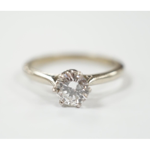 1955 - An 18ct and solitaire diamond set ring, size M, gross weight 1.9 grams, the stone diameter 5.5mm.... 