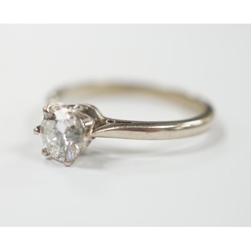 1955 - An 18ct and solitaire diamond set ring, size M, gross weight 1.9 grams, the stone diameter 5.5mm.... 