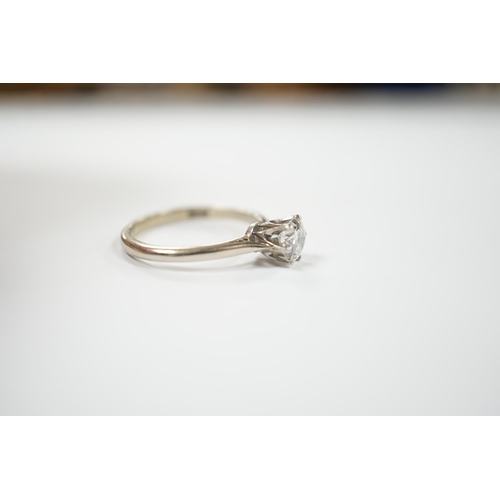 1955 - An 18ct and solitaire diamond set ring, size M, gross weight 1.9 grams, the stone diameter 5.5mm.... 