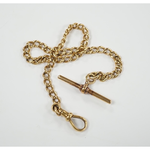 1959 - An 18ct gold curb link albert, 28cm 26.8 grams.