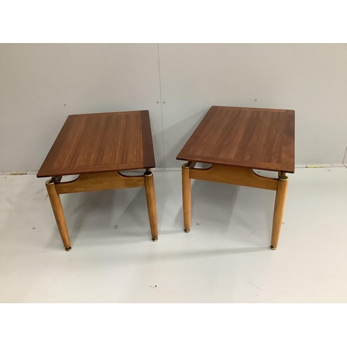 1021 - A pair of mid century G Plan Librenza rectangular teak side tables, width 74cm, depth 48cm, height 4... 