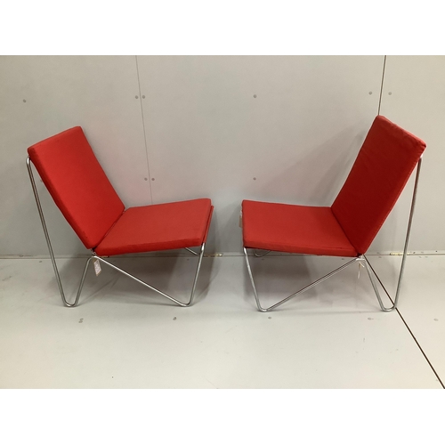 1024 - Two Danish chrome steel and red canvas Bachelor chairs (model VP-04-H201-C), each with two cushions ... 