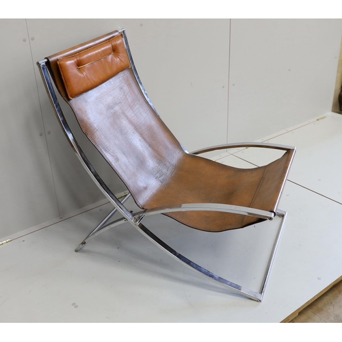 1036 - A 1970's leather and chrome armchair by Marcho Cuno, width 67cm, depth 100cm, height 90cm