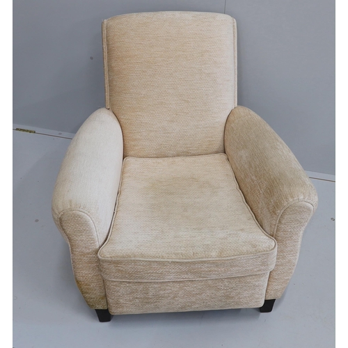 1038 - A pair of 1950's Italian armchairs in Bugatti style, width 84cm, depth 86cm, height 78cm