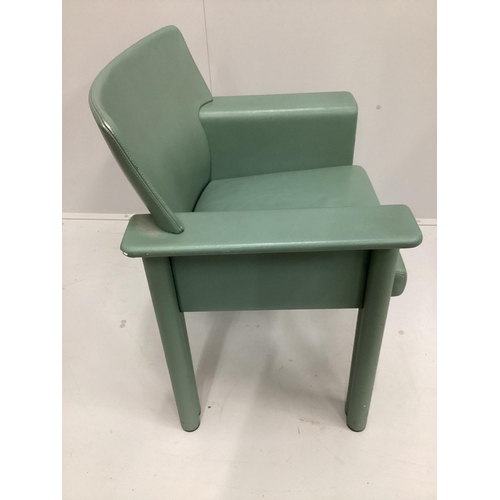 1082 - Afra and Tobia Scarpa, an Italian green leather chair by Meritalia, width 71cm, depth 48cm, height 8... 