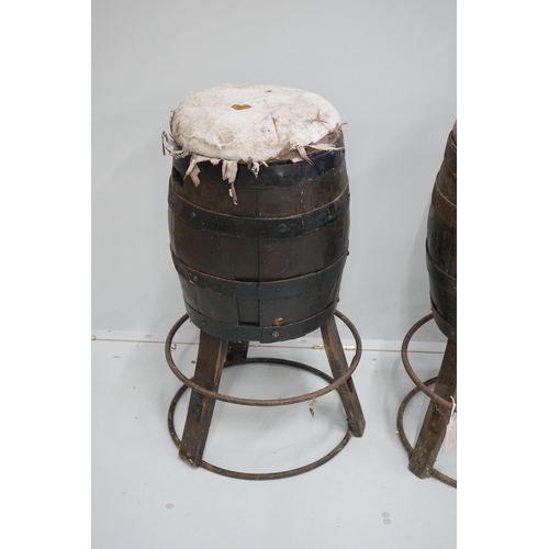 1120 - A set of four barrel bar stools, height 73cm