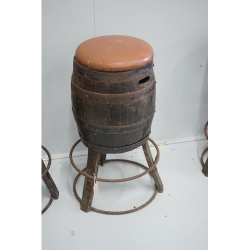 1120 - A set of four barrel bar stools, height 73cm