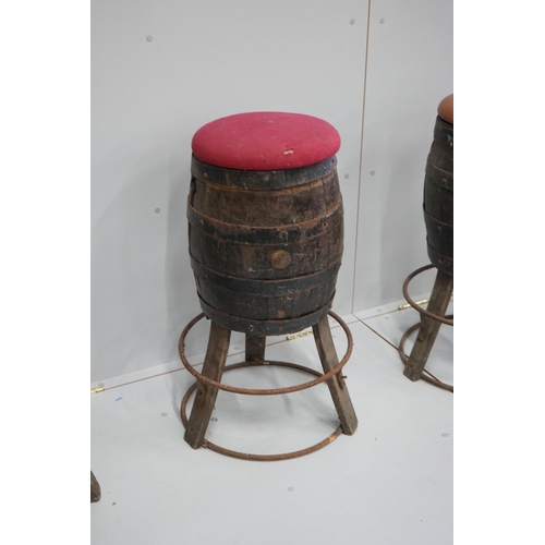 1120 - A set of four barrel bar stools, height 73cm