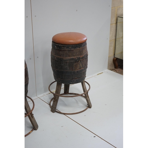 1120 - A set of four barrel bar stools, height 73cm