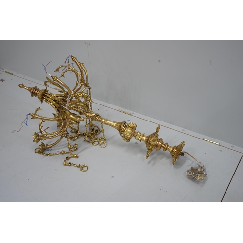 1122 - A gilt metal eight branch electrolier, height 106cm