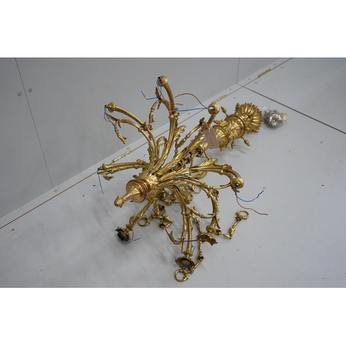 1122 - A gilt metal eight branch electrolier, height 106cm