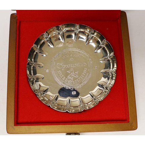 1901 - A boxed modern silver Isle of Man commemorative silver dish, Preston's Ltd, Sheffield, 1978, 14.6cm.... 