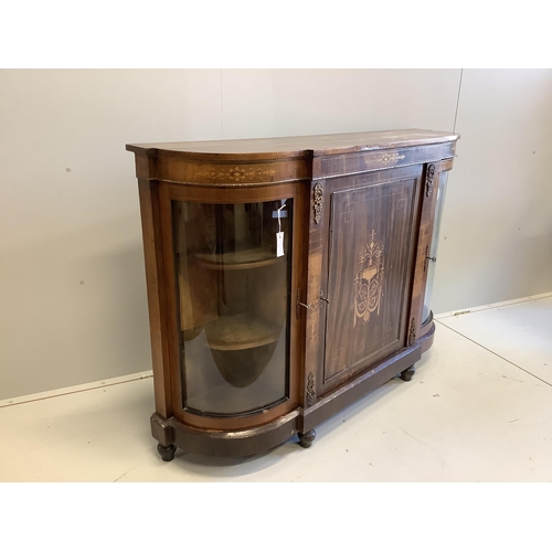 101 - A Victorian gilt metal mounted marquetry inlaid and simulated walnut credenza, width 149cm, depth 37... 