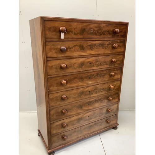 102 - A Victorian mahogany tall chest fitted eight graduated long drawers, width 116cm, depth 47cm, height... 