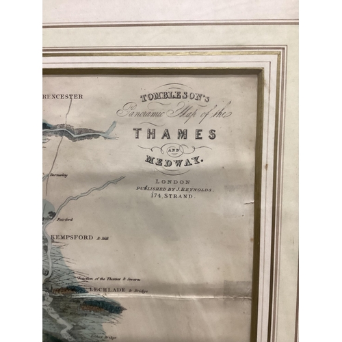 11 - Tombleson's panoramic map, Thames and Medway, framed, width including frame 42cm, height 146cm... 