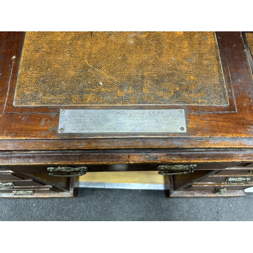 115 - A late Victorian mahogany pedestal desk, width 118cm, depth 65cm, height 148cm, provenance Pickersgi... 